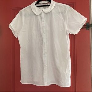 Peter Pan collar, white button-up shirt for girls/teens/women